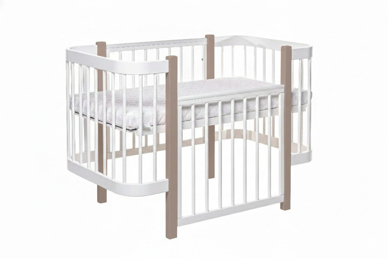 Baby Crib ELIN with Mattress - Cappuccino/White