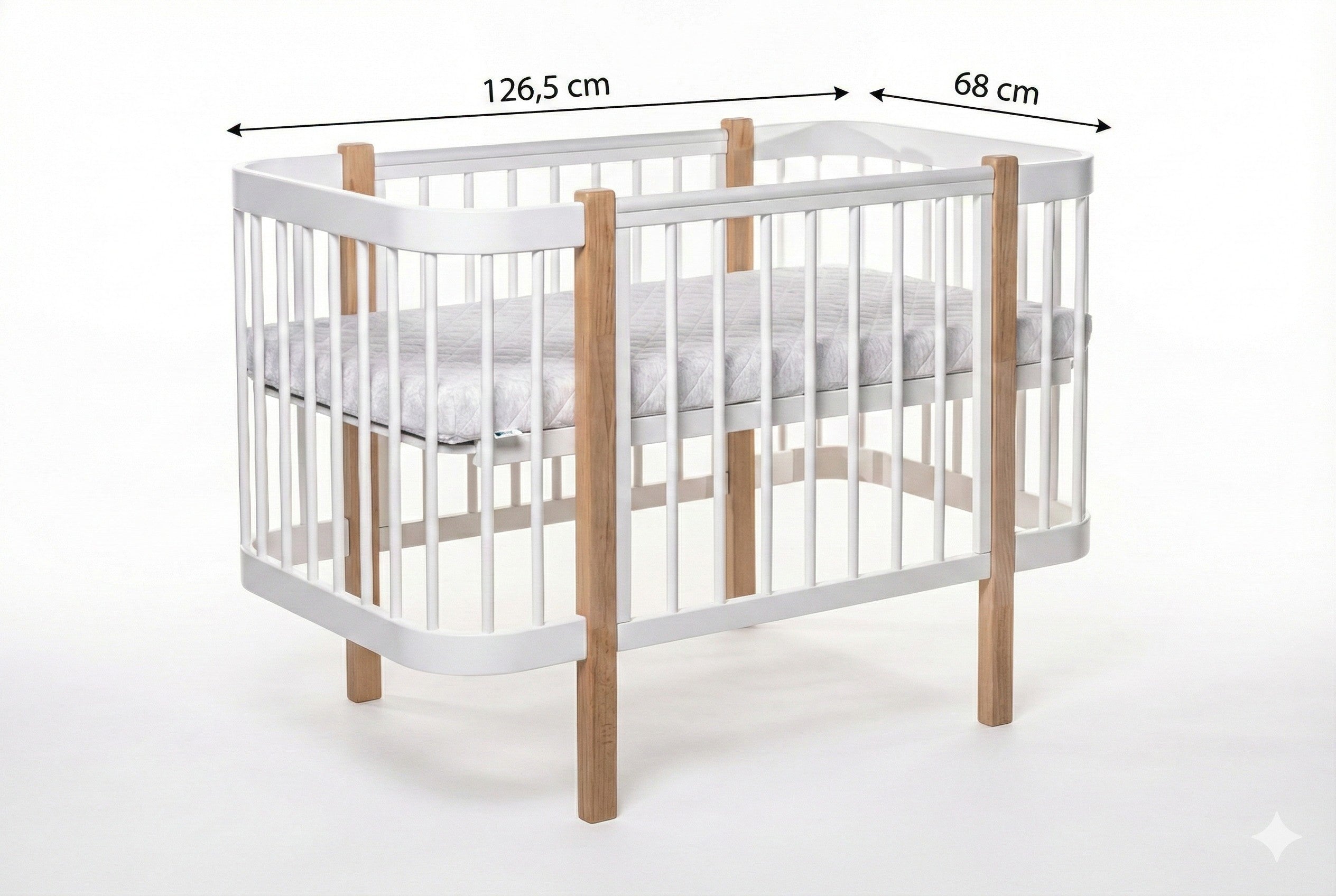 Baby Crib ELIN with Mattress - Natural/White