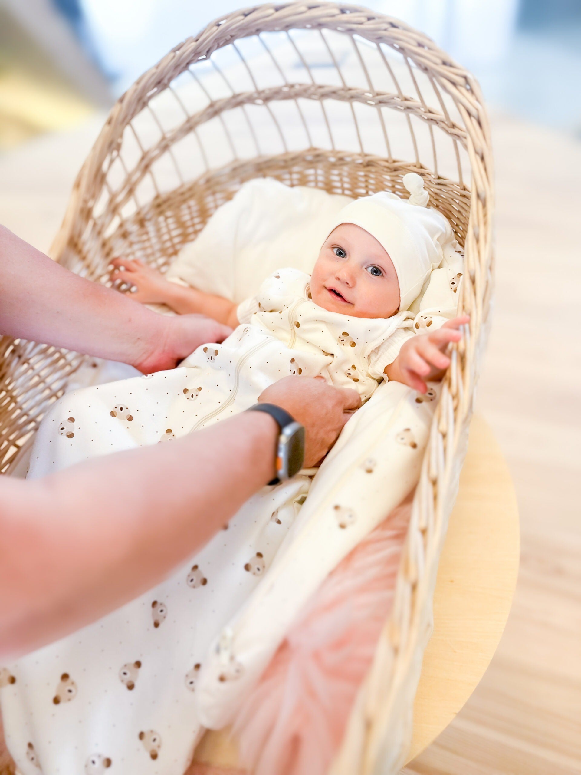 Baby Swaddle and Sleeping Bag 2.5 TOG – Beige / White, 6–24 Months