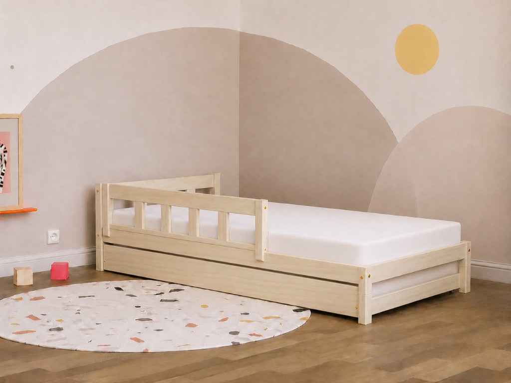 PLOTTY Wooden Bed with Headboard – 90 cm Wide
