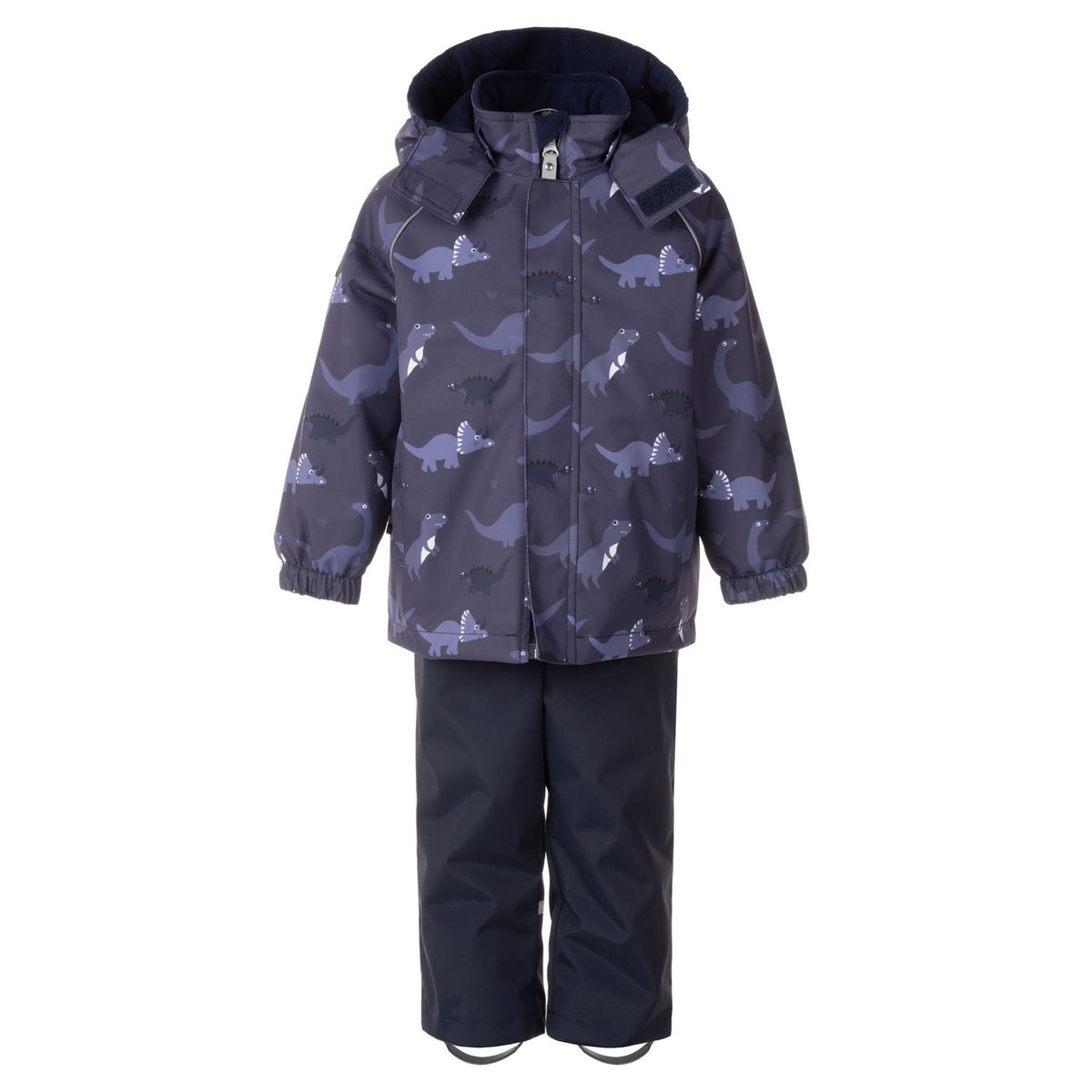 Blue Dinosaur Print Spring/Autumn Jacket and Bib Pants Set