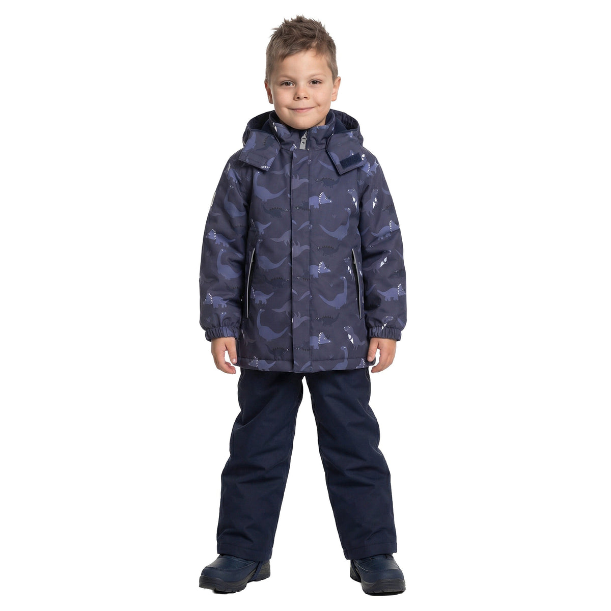 Blue Dinosaur Print Spring/Autumn Jacket and Dungaree Trousers Set