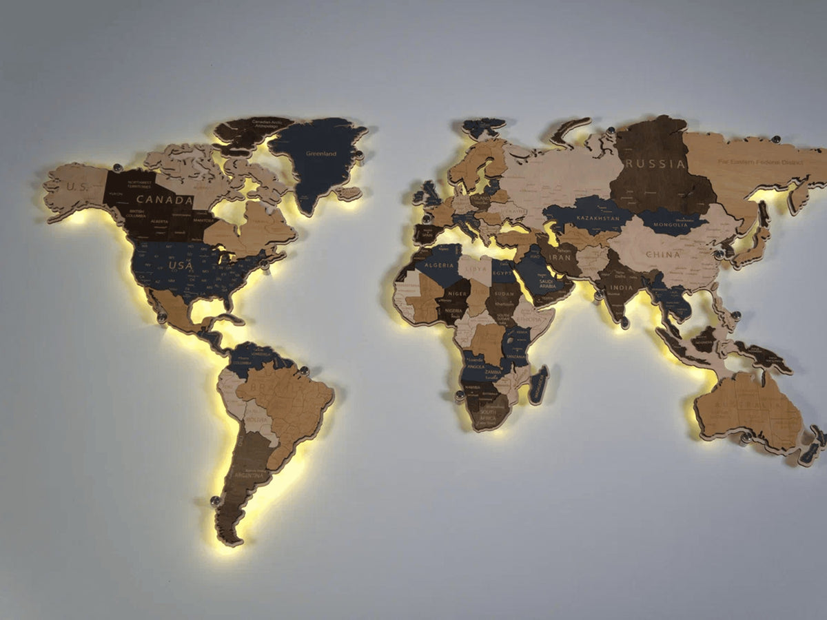 BusyKids Illuminated Wooden World Map MAX