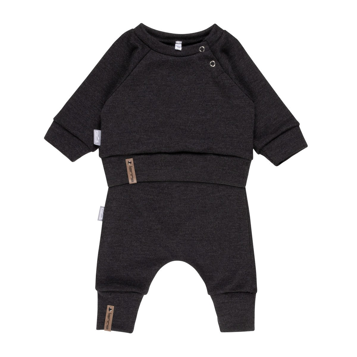 Children’s Merino Wool Top and Trousers Set – Dark Grey