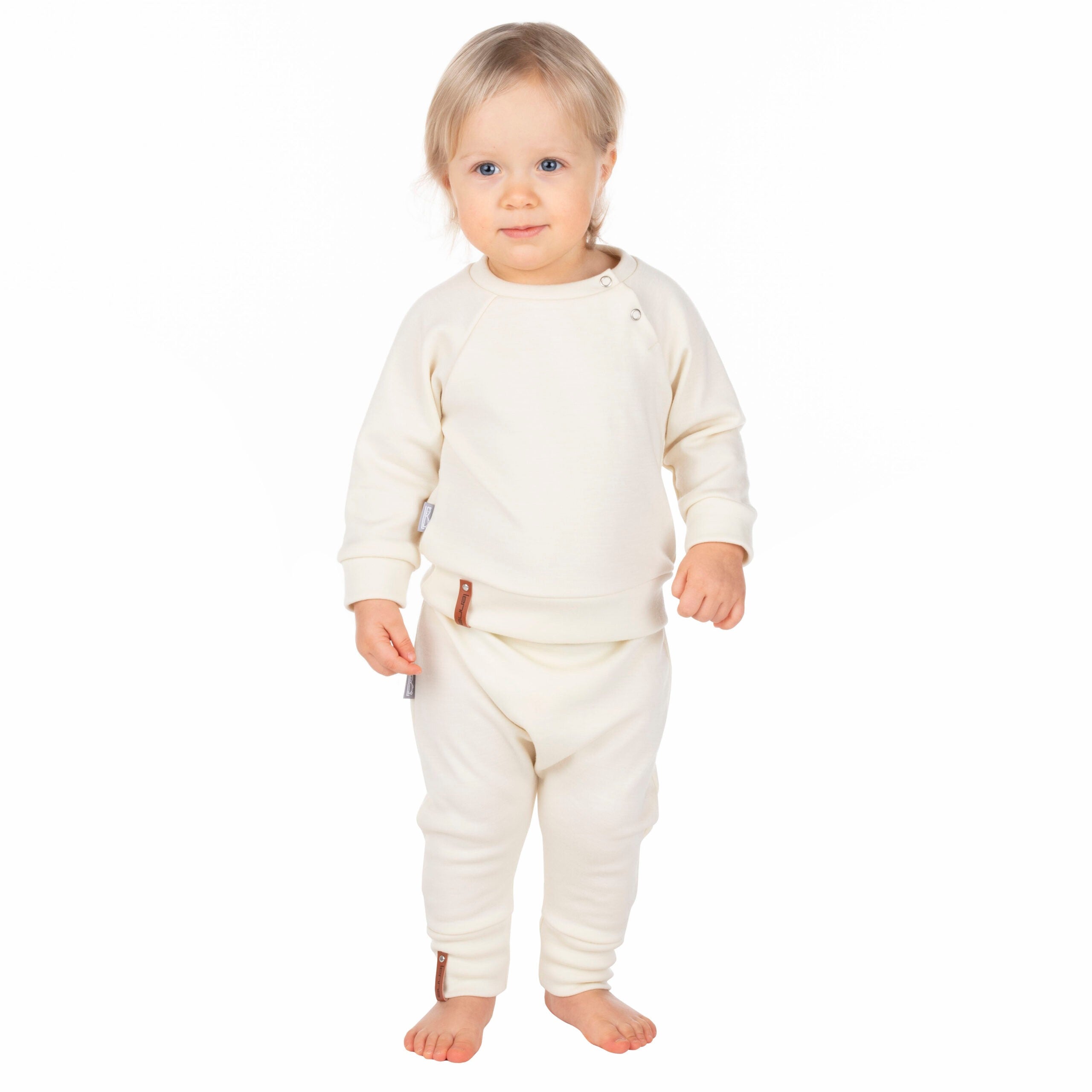 Children’s Merino Wool Top and Trousers Set – White