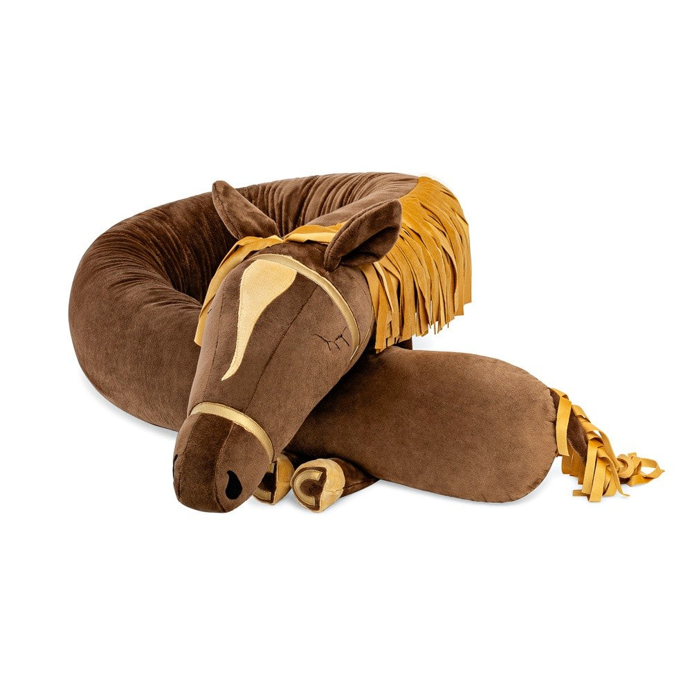 Hugo Horse Bumper Pillow – Brown with Contrast Details