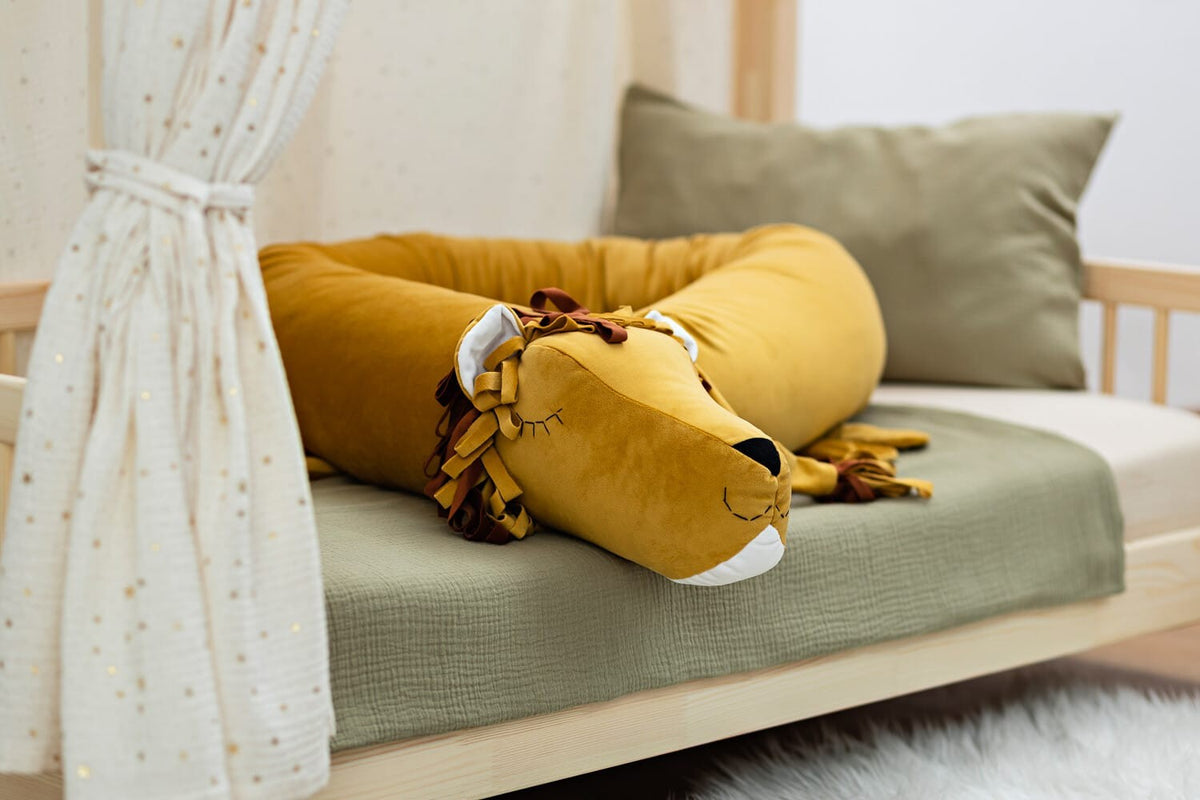 Leo Lion Bumper Pillow – Mustard Velvet