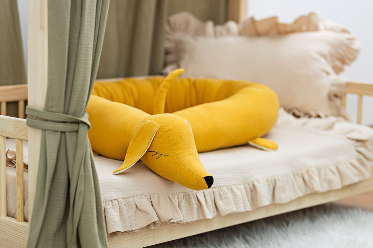 Linen Dachshund Crib Bolster – Yellow