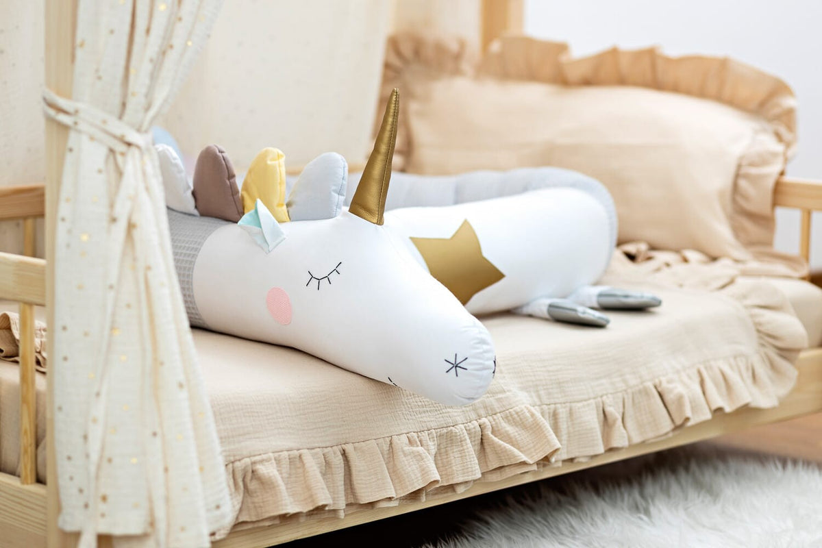 Unicorn Crib Bumper – Grey Waffle Cotton