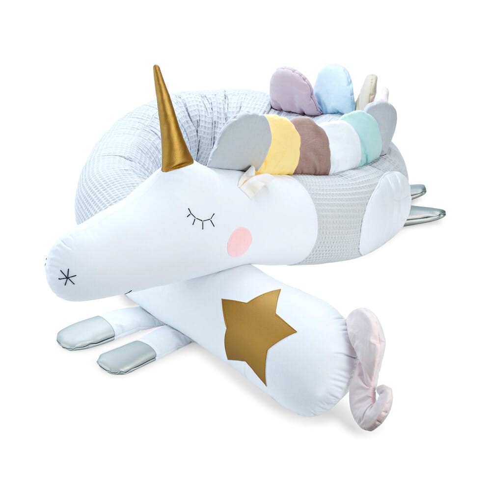 Unicorn Crib Bumper – Grey Waffle Cotton
