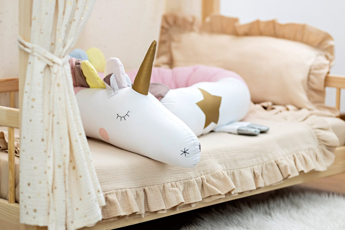 Unicorn Crib Bumper – Pink Waffle Cotton
