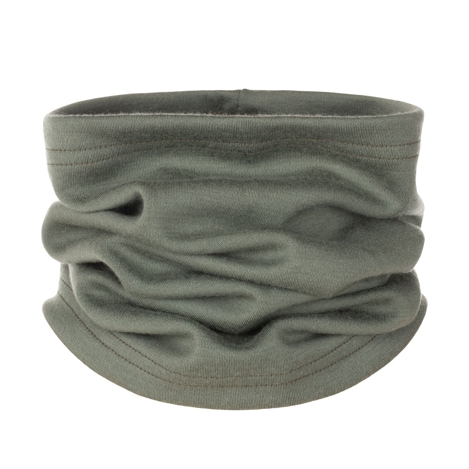 Khaki Green Single-Layer Merino Wool Tube Scarf