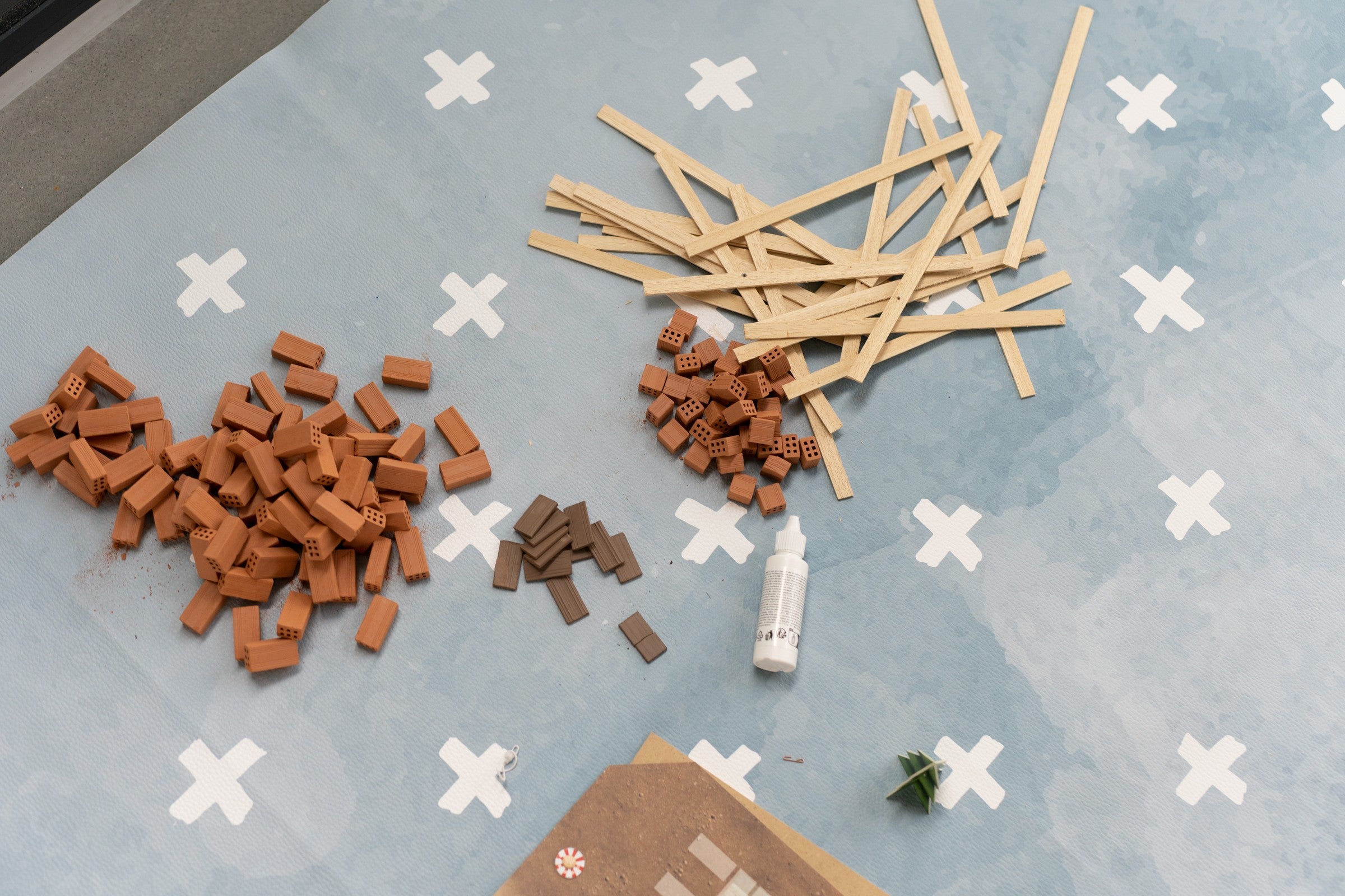 Kids Mealtime Floor Mat, Non-Slip & Waterproof - Cross Azure