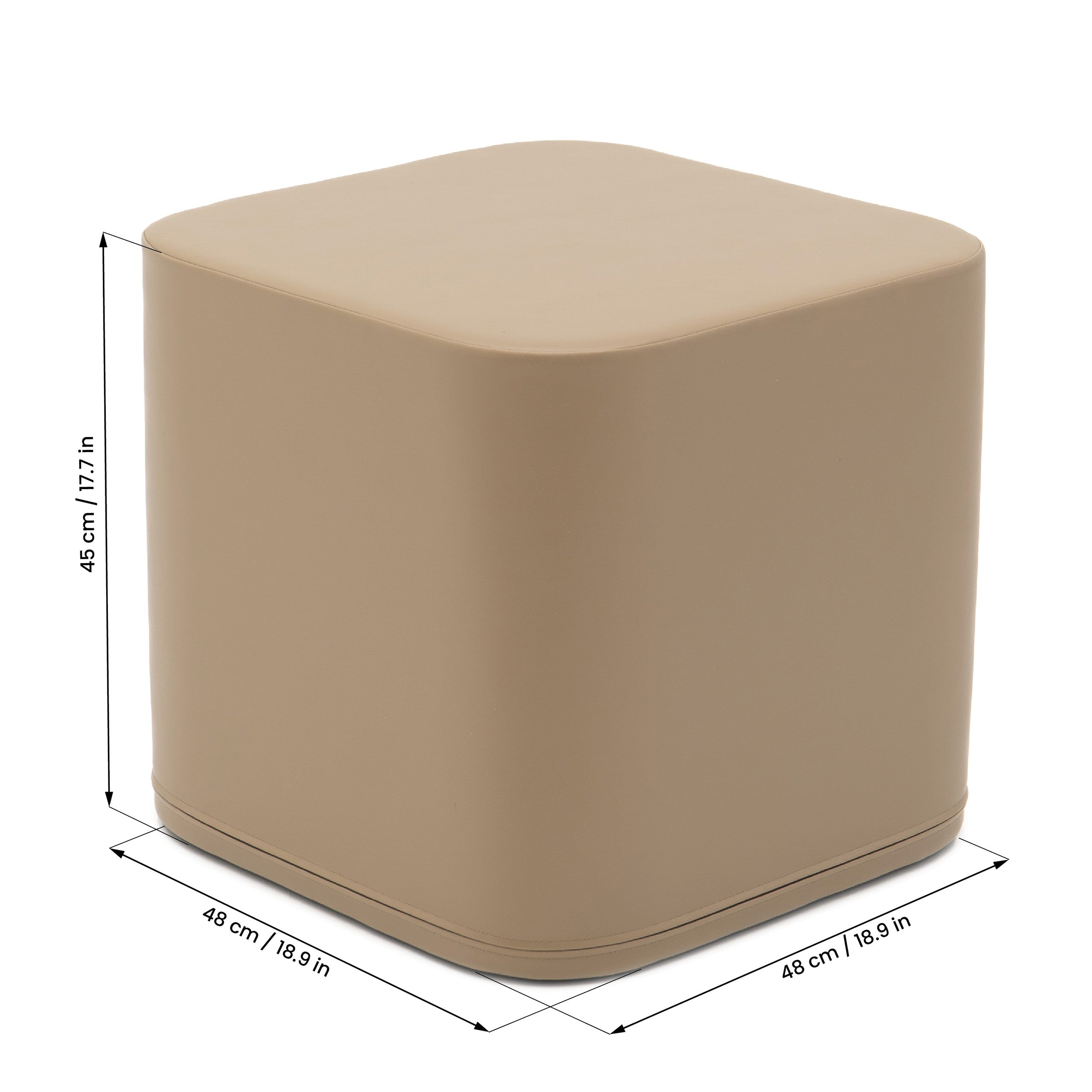 Large Play Pouf Cube - Beige