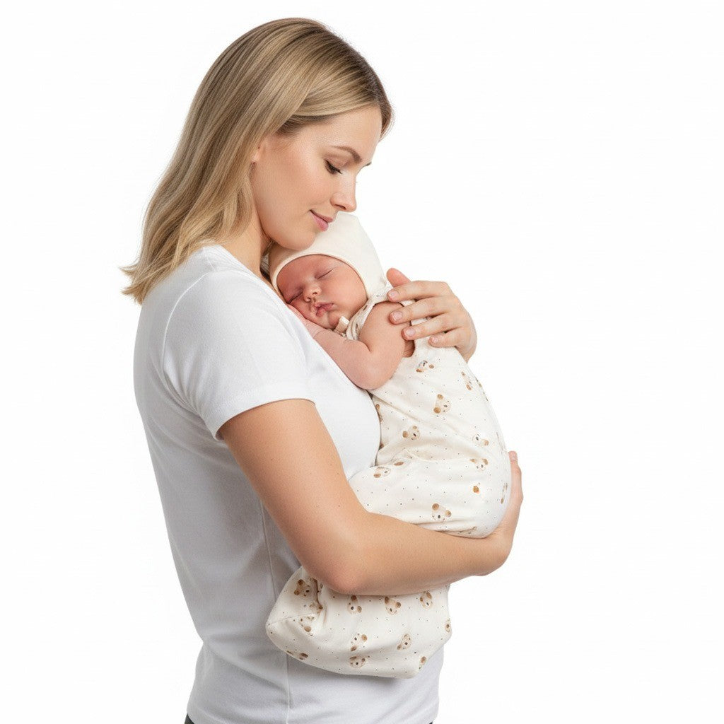 Baby Swaddle and Sleeping Bag 0.5 TOG – Beige / White