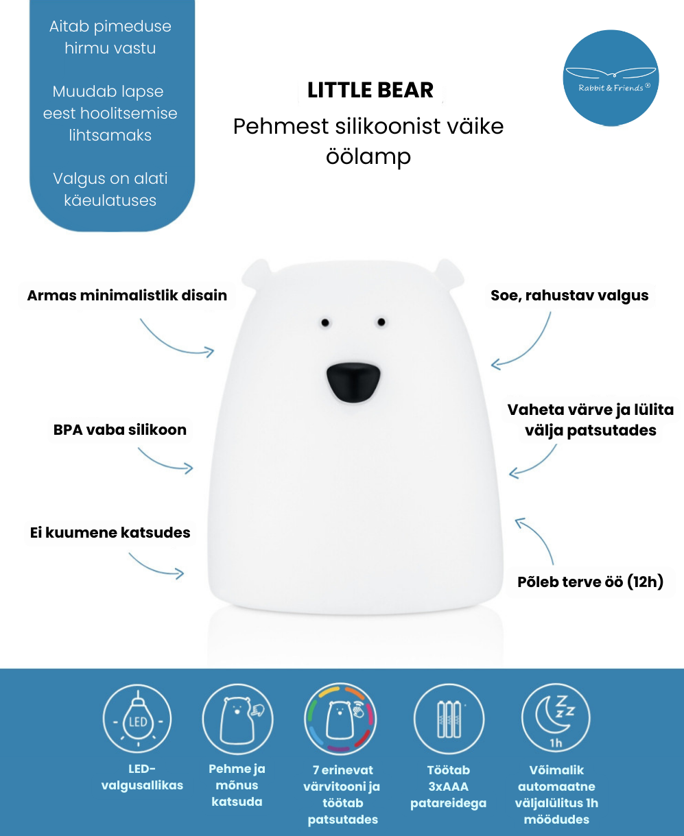 Silikoonist puutetundlik väike öölamp - Sinine (patareitoide)