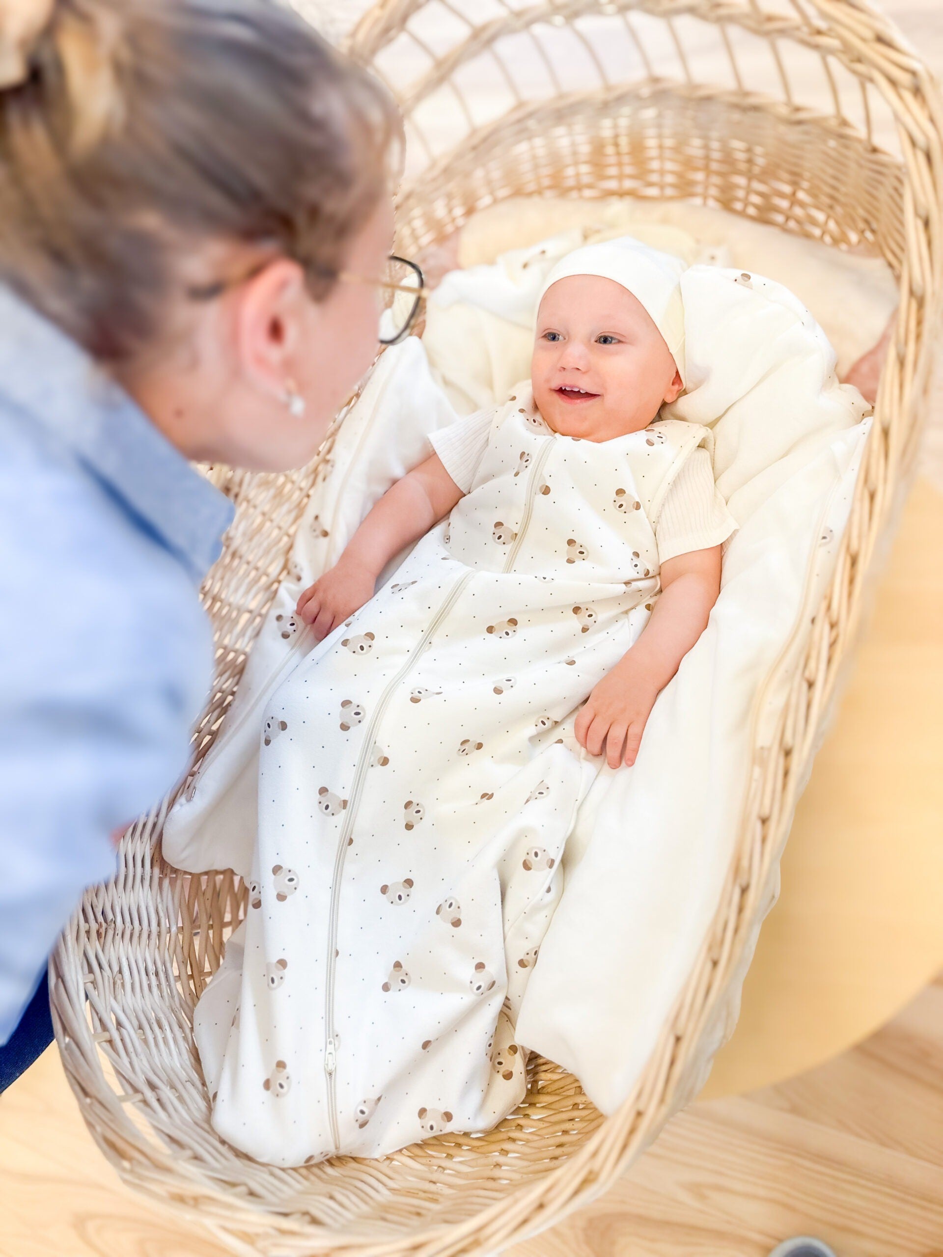 Baby Swaddle and Sleeping Bag 2.5 TOG – Beige / White, 6–24 Months