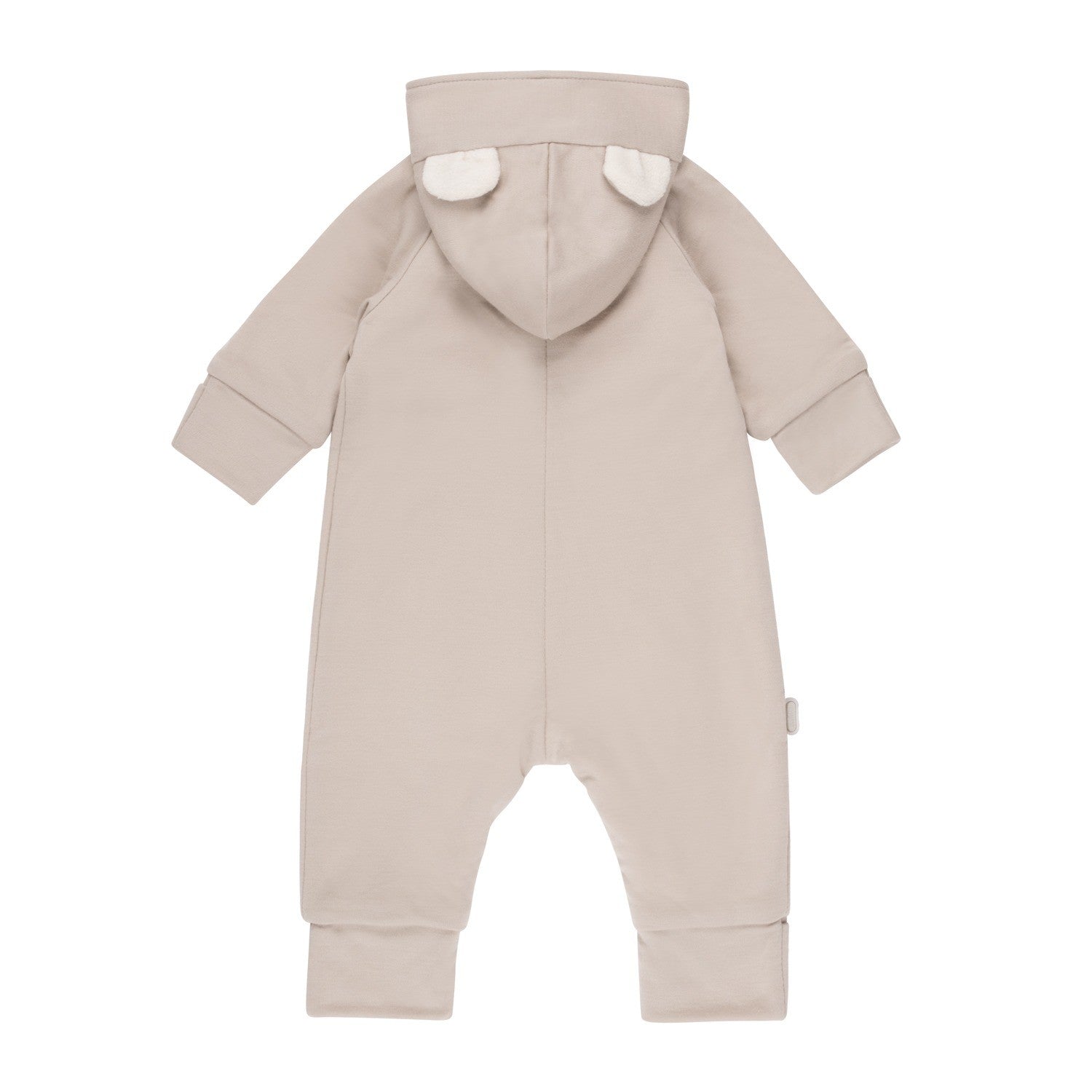 Bear-Ear Cotton-Lined Merino Wool Baby Overall – Beige