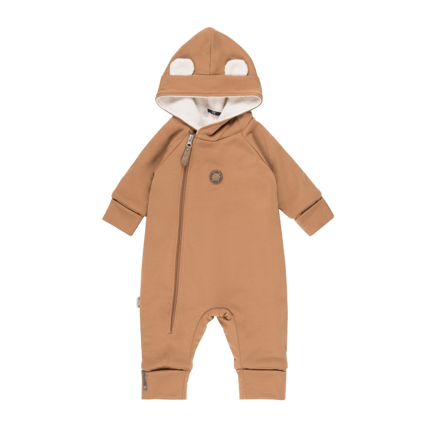 Bear-Ear Cotton-Lined Merino Wool Baby Overall – Brown