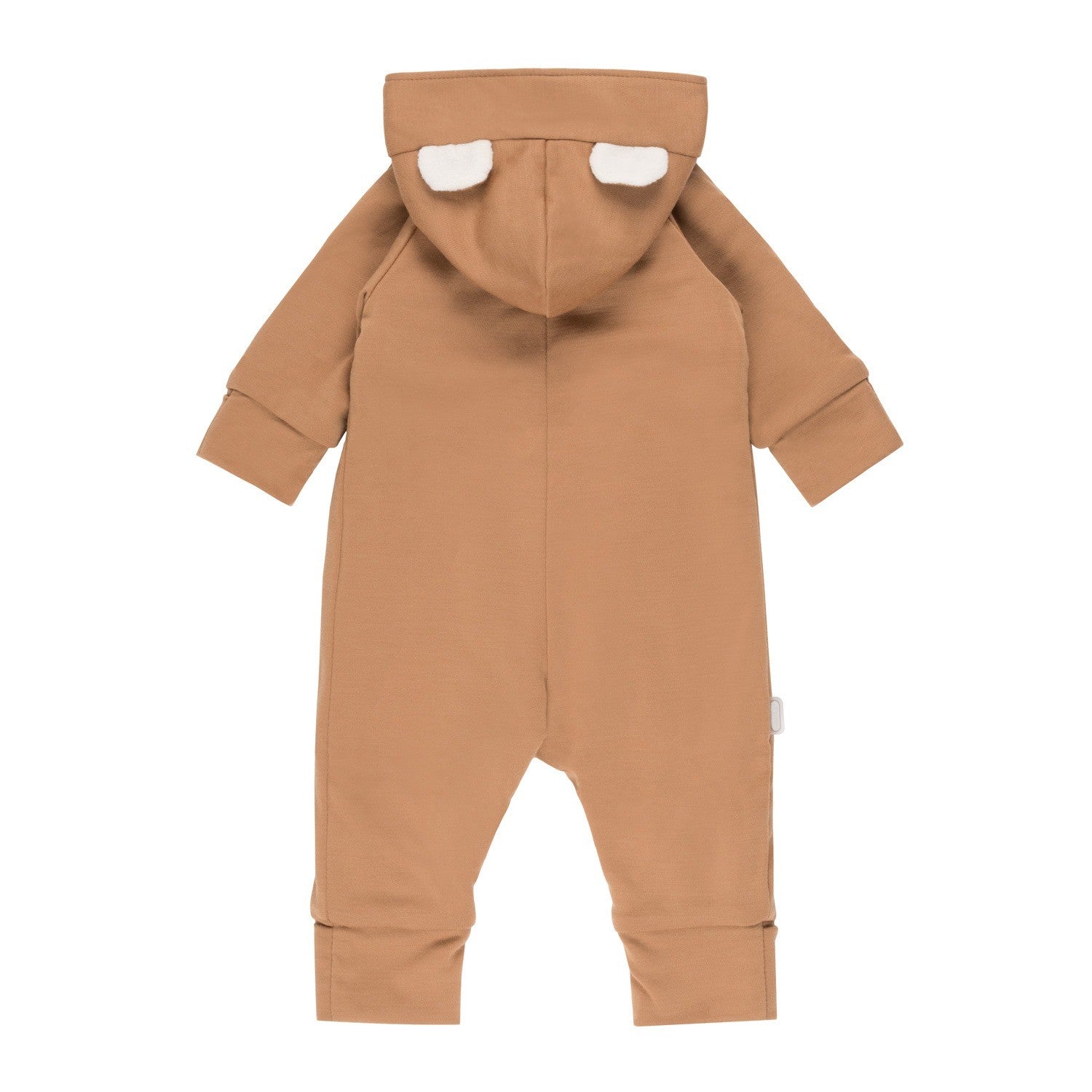 Bear-Ear Cotton-Lined Merino Wool Baby Overall – Brown