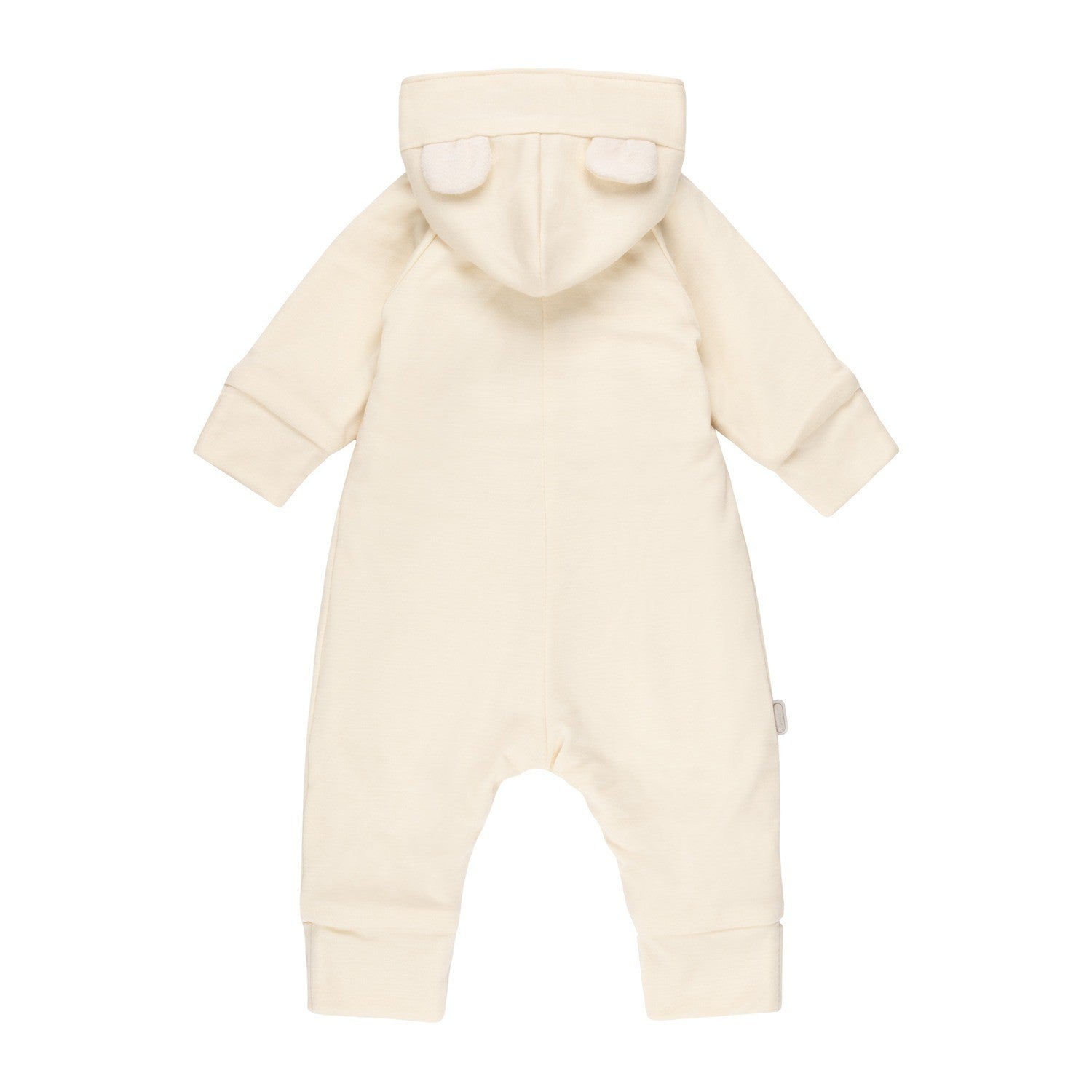Bear-Ear Cotton-Lined Merino Wool Baby Overall – White