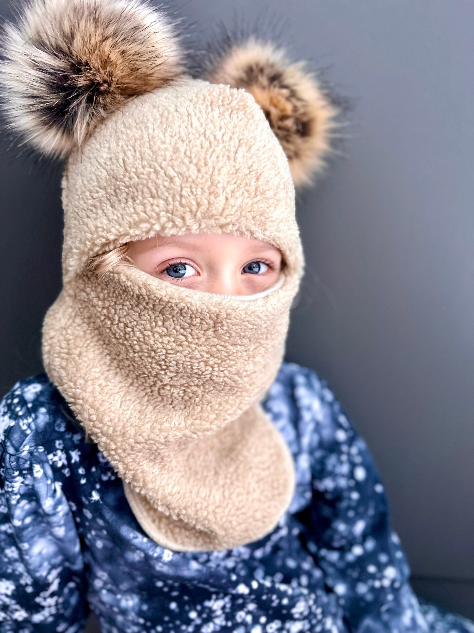 Beige Merino Wool-Lined Winter Balaclava