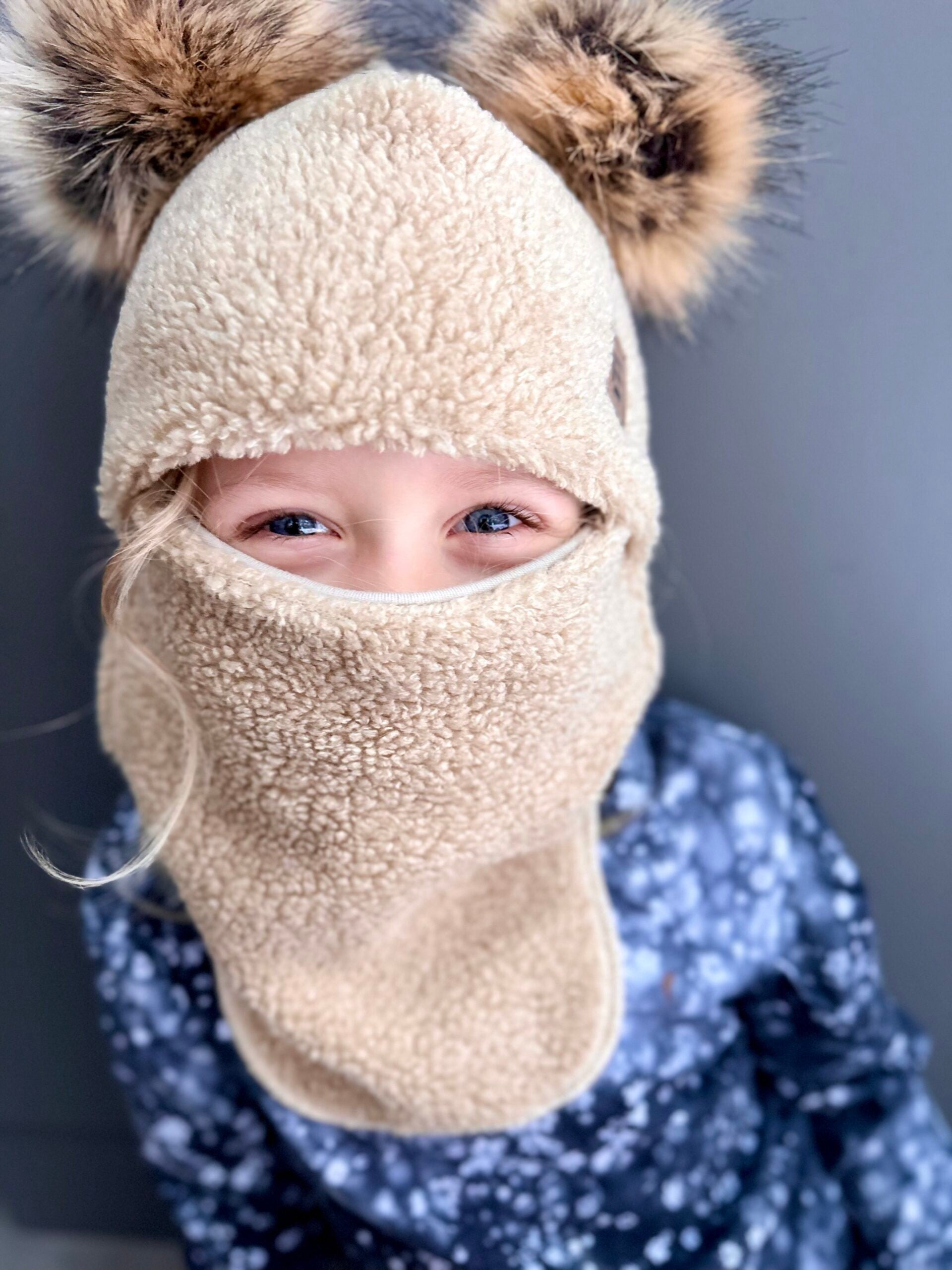 Beige Merino Wool-Lined Winter Balaclava