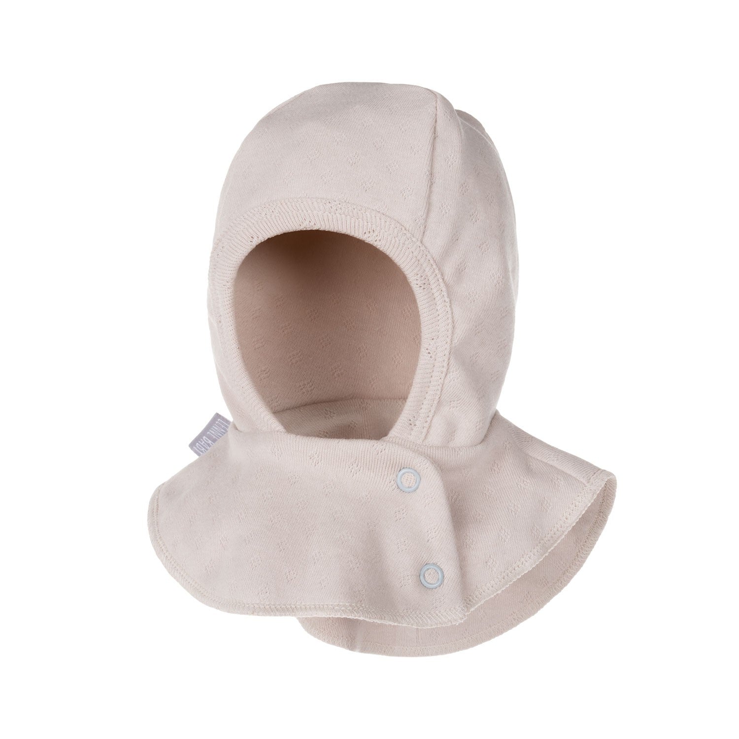 Beige Pointelle Double-Layer Cotton Baby Balaclava