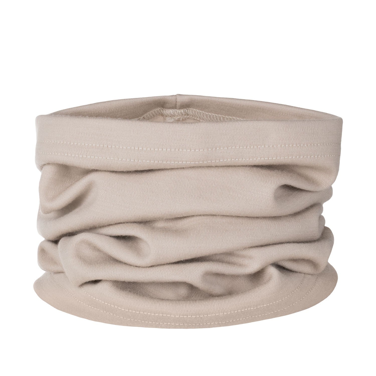 Beige Single-Layer Merino Wool Tube Scarf