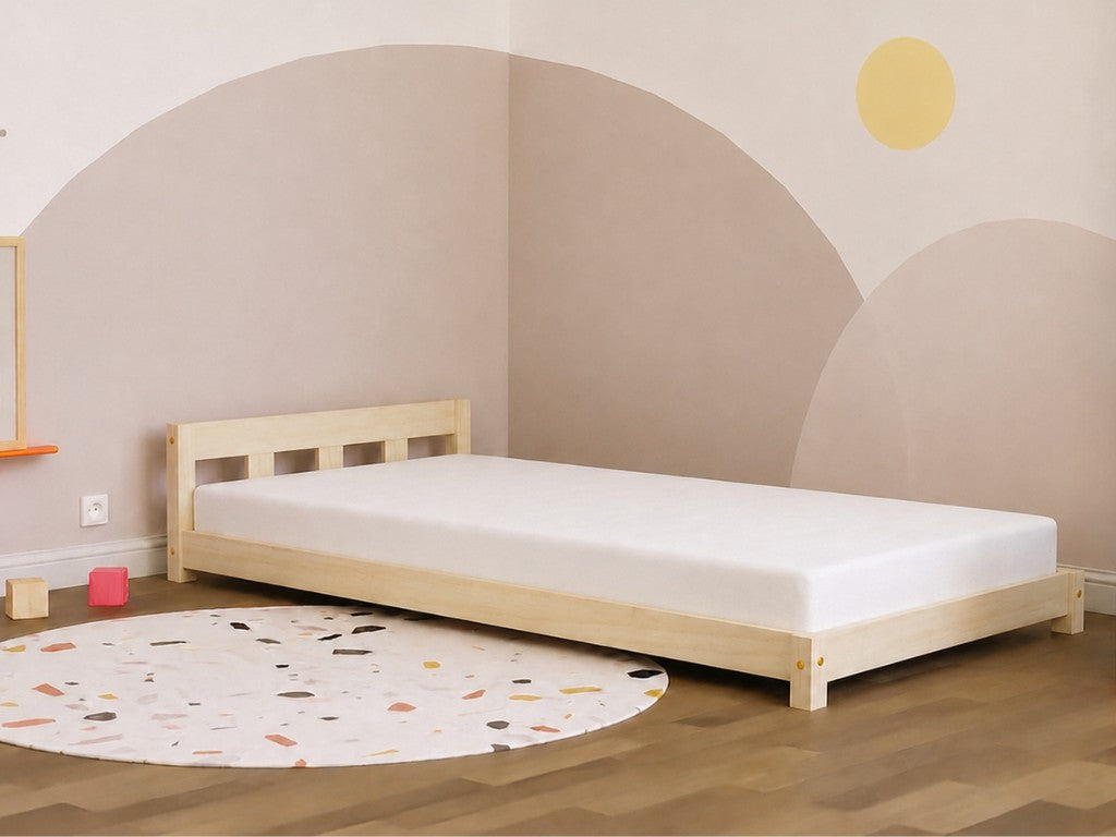 PLOTTY Wooden Bed with Headboard – 120 cm Wide