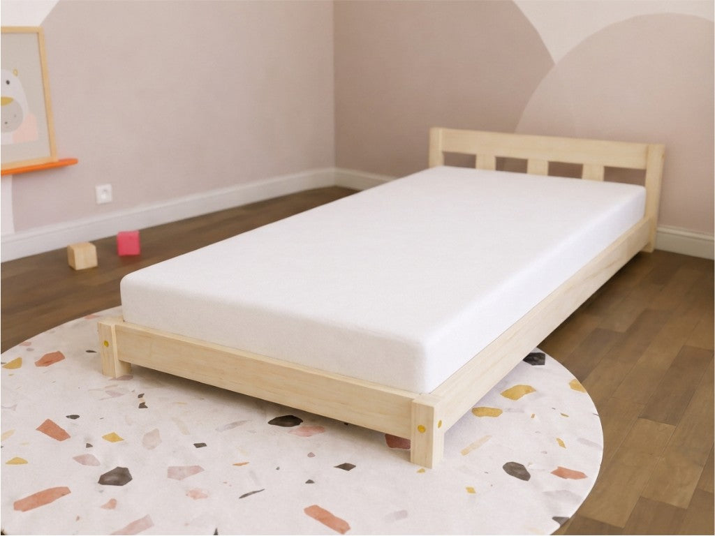 PLOTTY Wooden Bed with Headboard – 80 cm Wide
