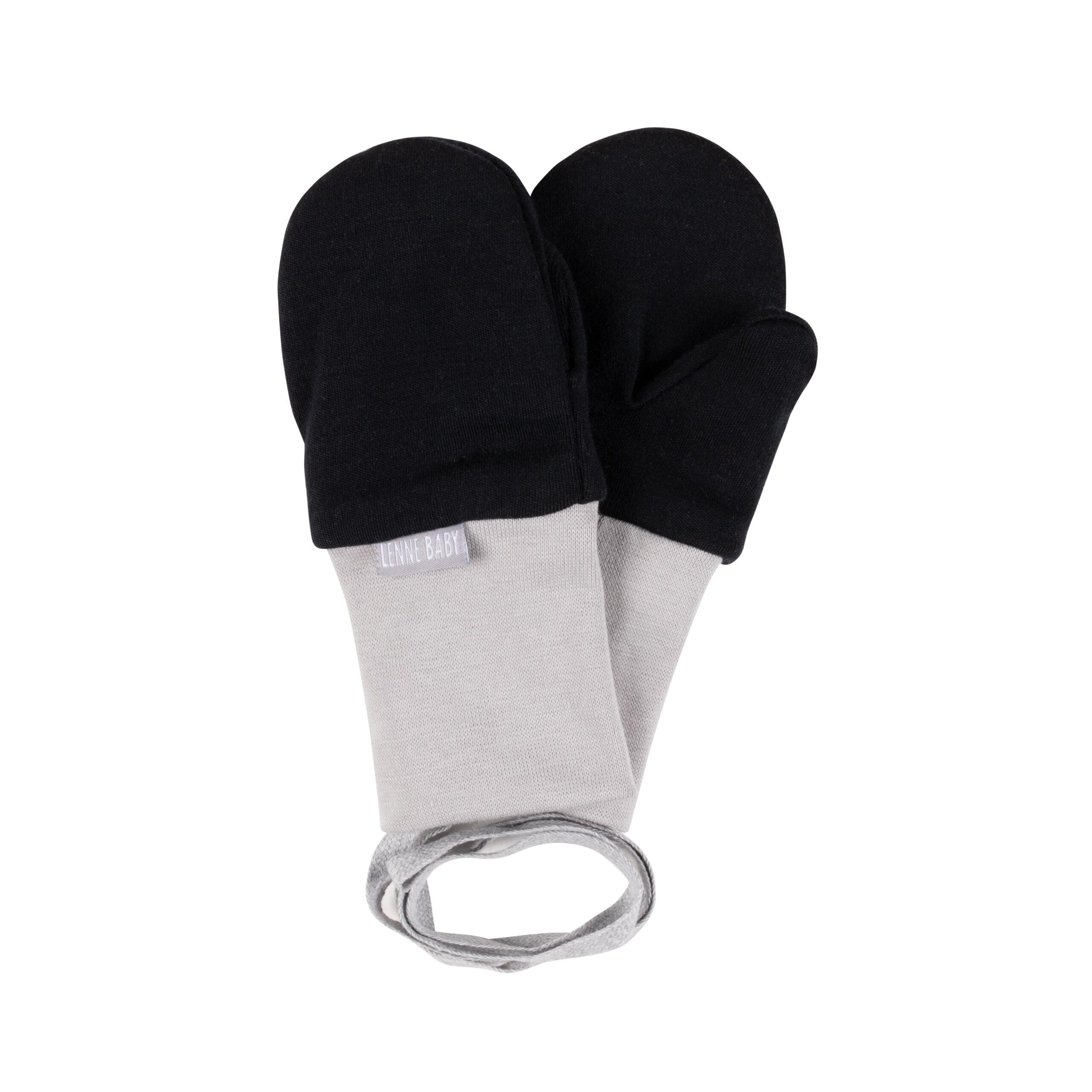 Black Merino Wool Baby Mittens with Thumb
