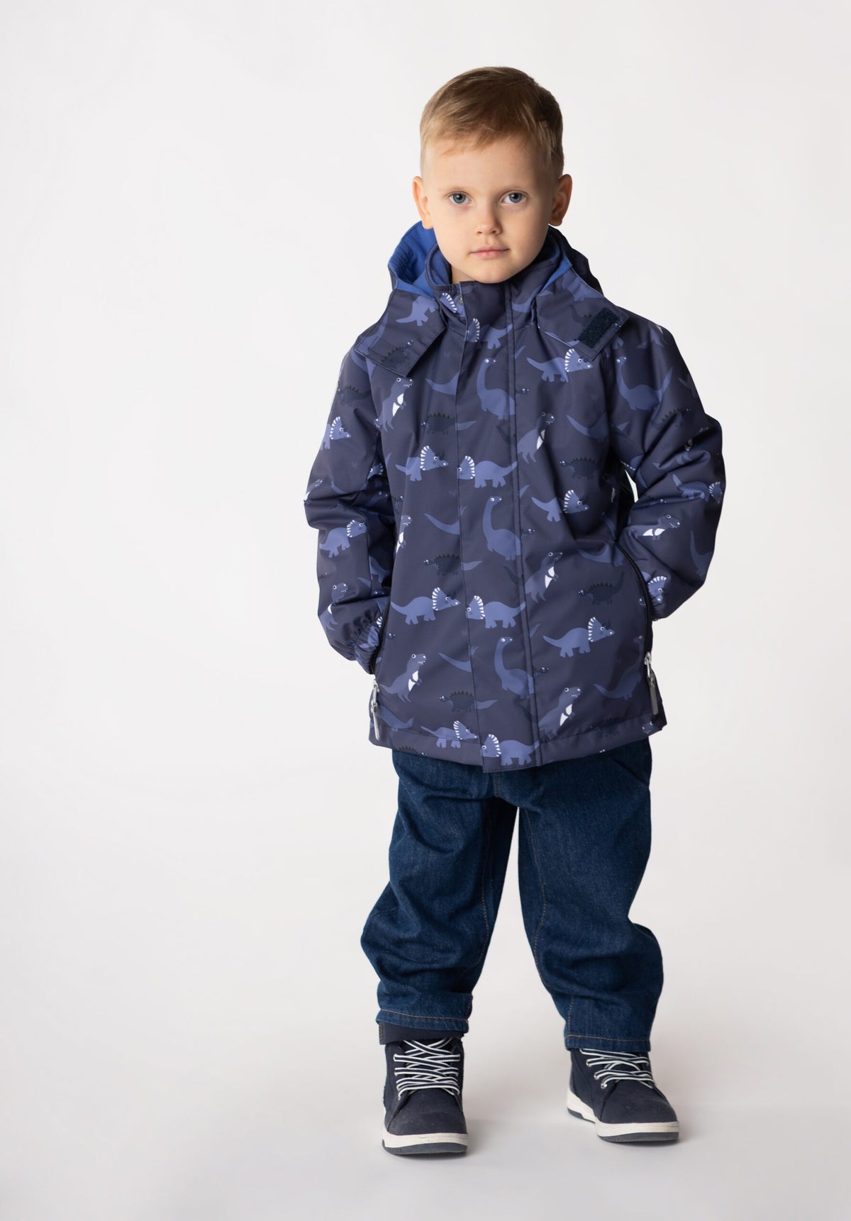 Blue Dinosaur Print Boys’ Spring Parka