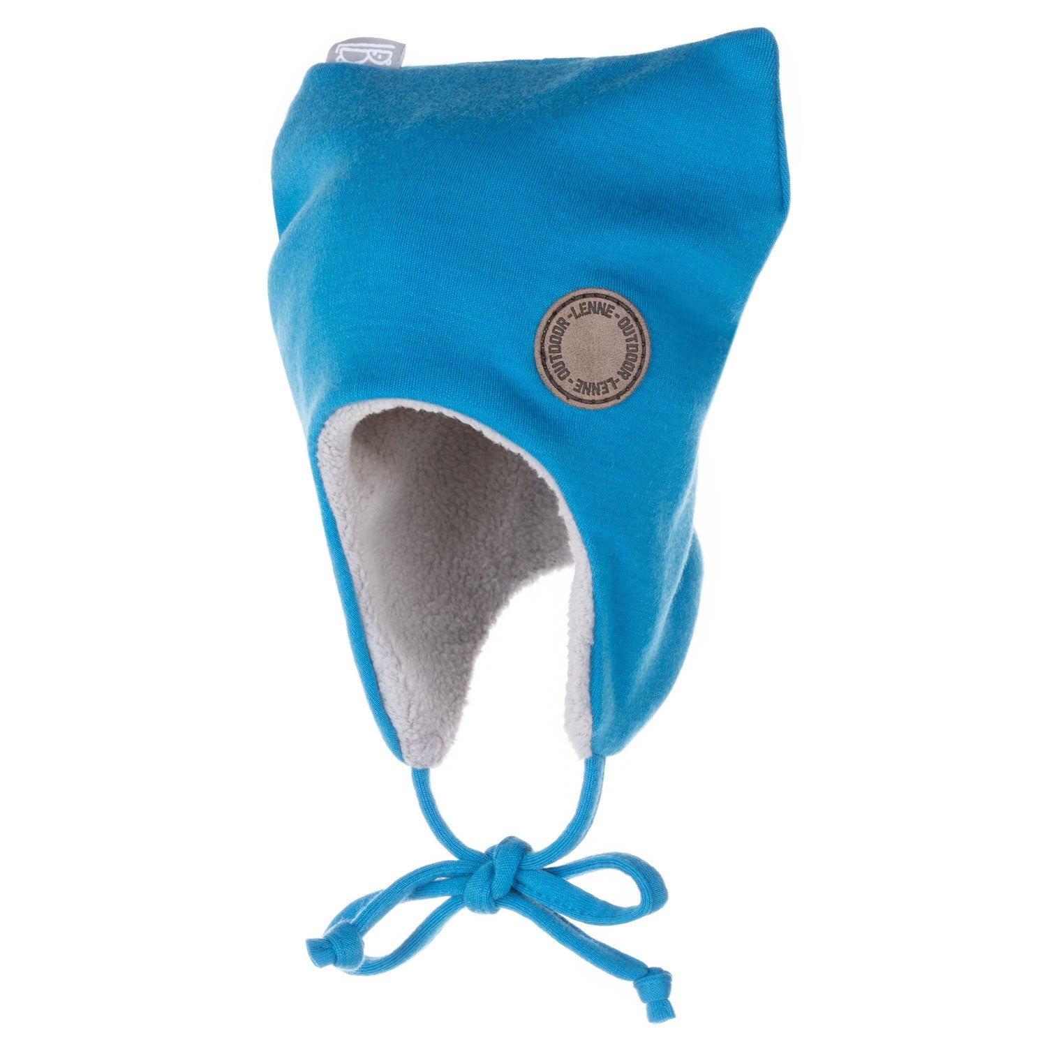 Bright Blue Merino Wool Tie-Up Baby Hat