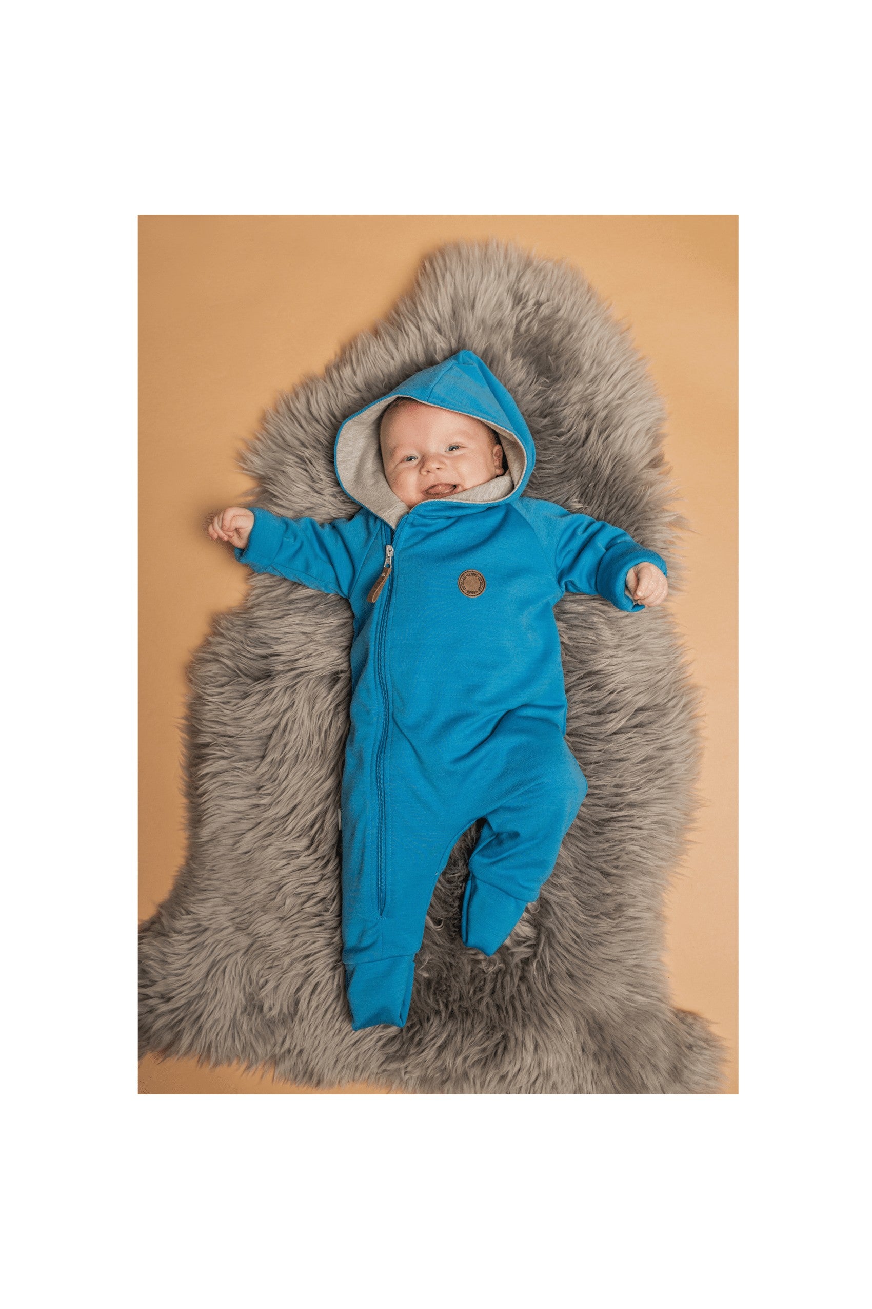 Cotton-Lined Merino Wool Baby Overall – Bright Blue