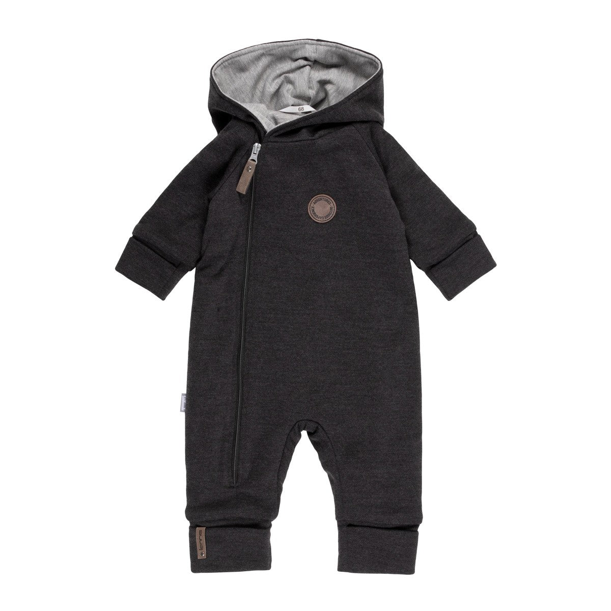 Cotton-Lined Merino Wool Baby Overall – Dark Grey