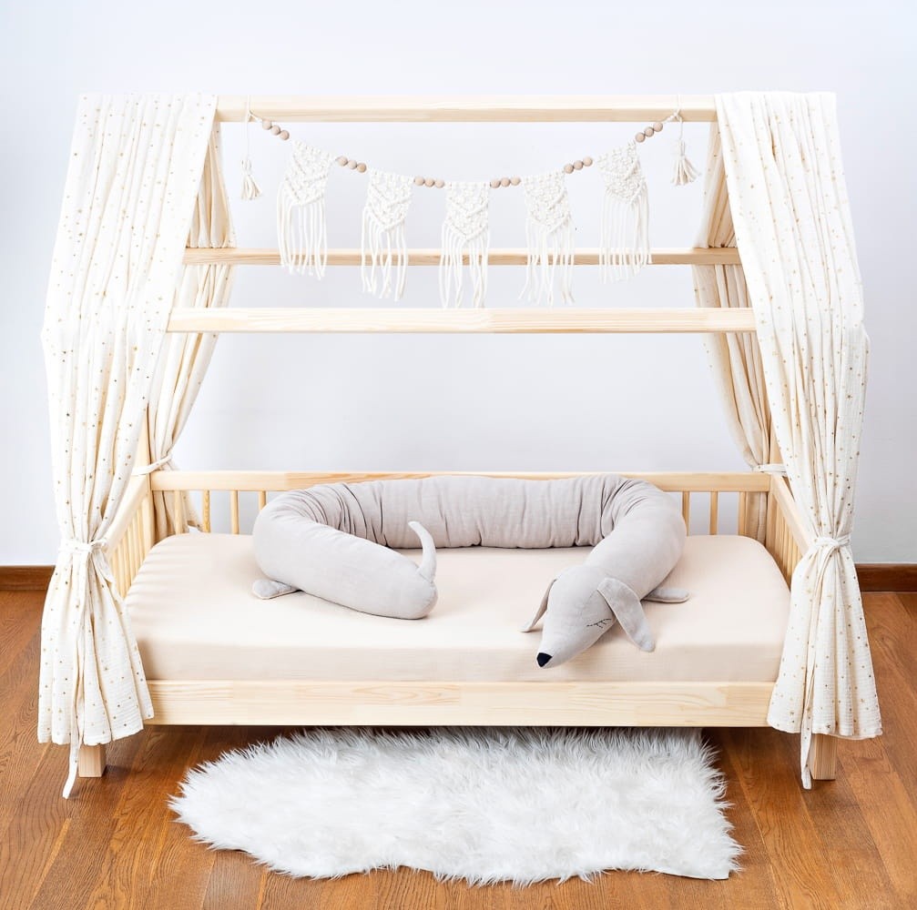 Linen Dachshund Crib Bolster – Beige
