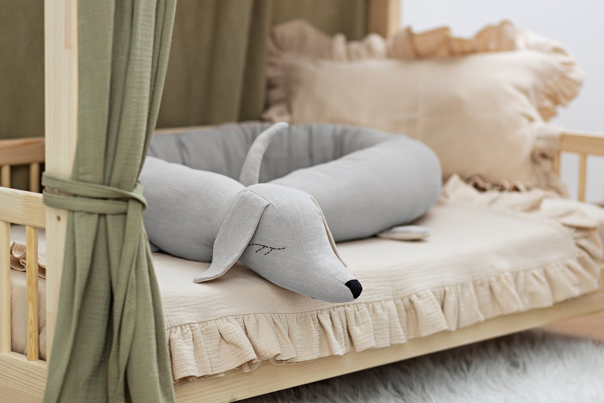 Linen Dachshund Crib Bolster – Beige