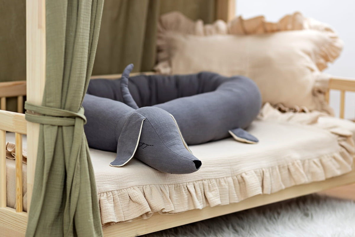 Linen Dachshund Crib Bolster – Gray
