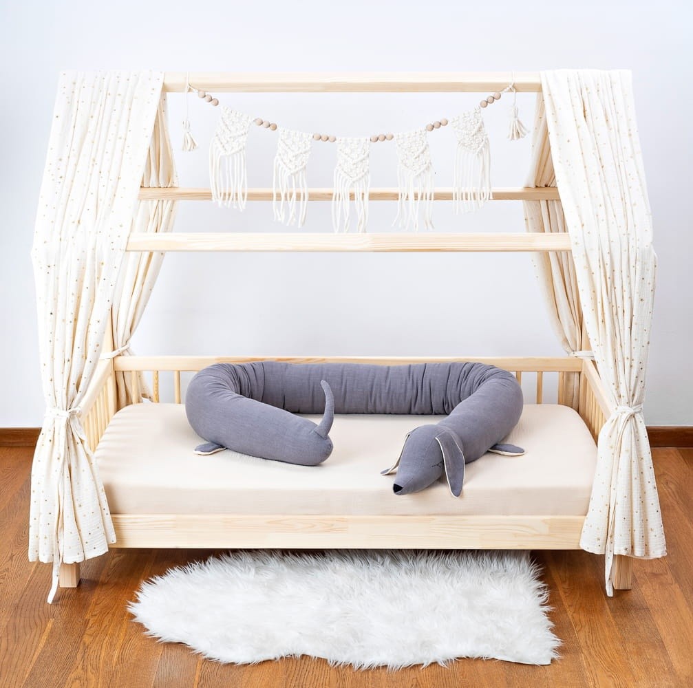 Linen Dachshund Crib Bolster – Gray
