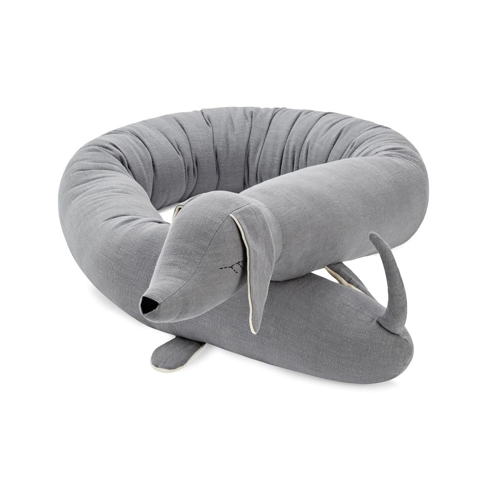 Linen Dachshund Crib Bolster – Gray