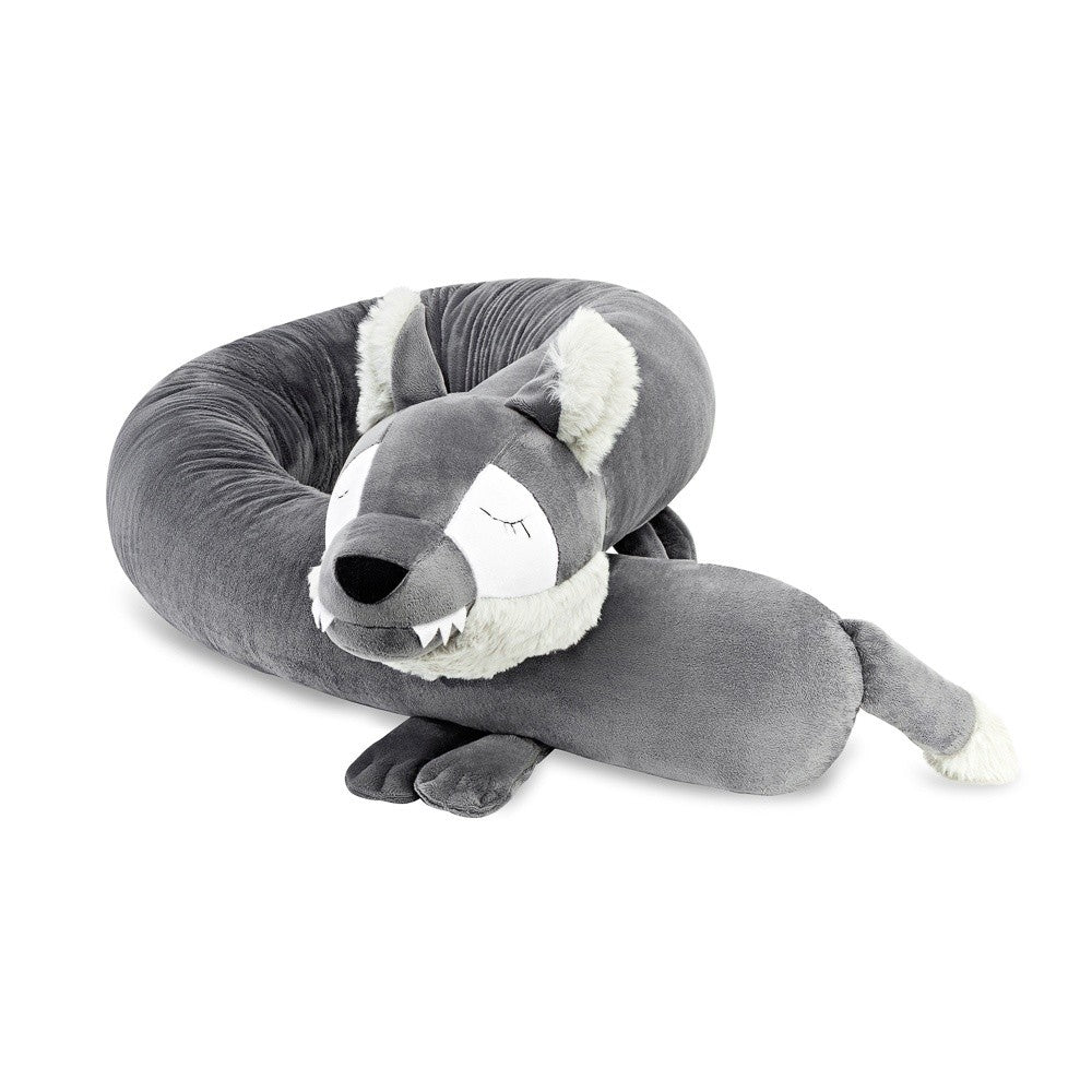 Luna Wolf Bumper Pillow – Grey with Faux Fur Accents