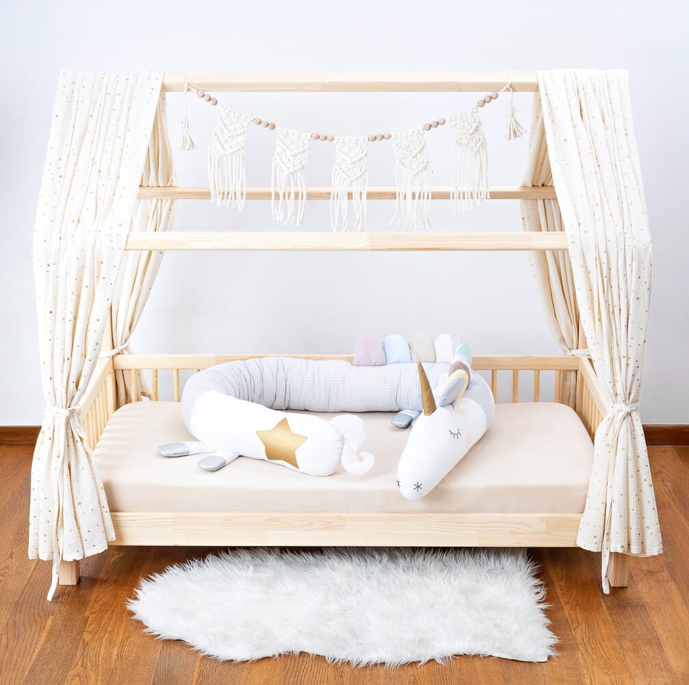 Unicorn Crib Bumper – Grey Waffle Cotton
