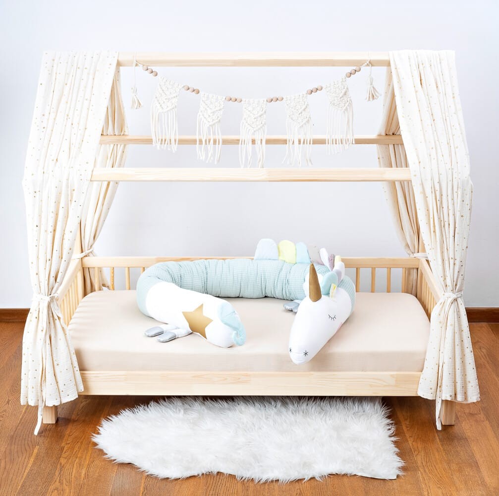 Unicorn Crib Bumper – Mint Waffle Cotton