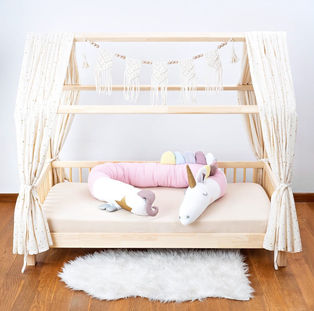 Unicorn Crib Bumper – Pink Waffle Cotton