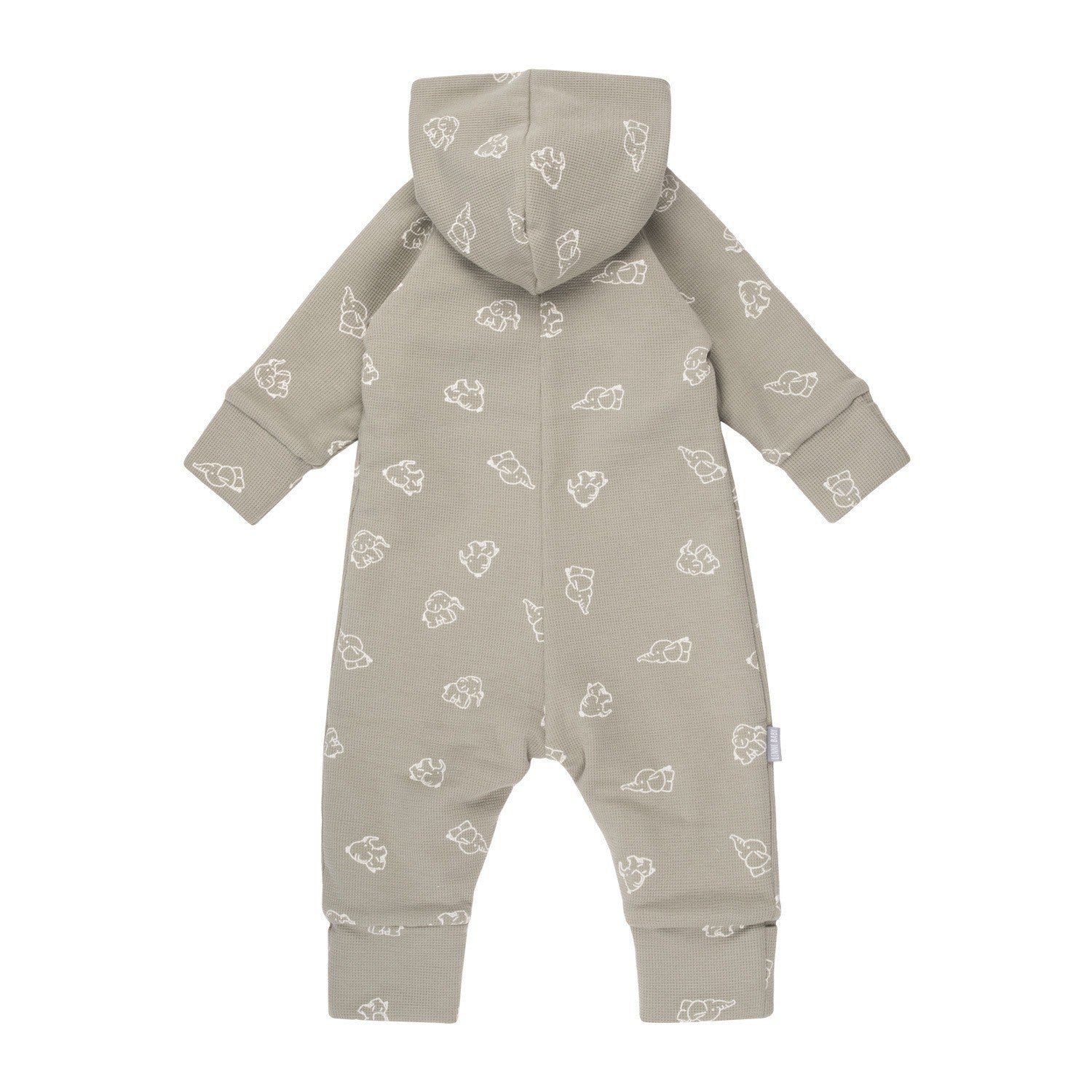 Khaki Green Cotton Fleece Baby Romper with Hood