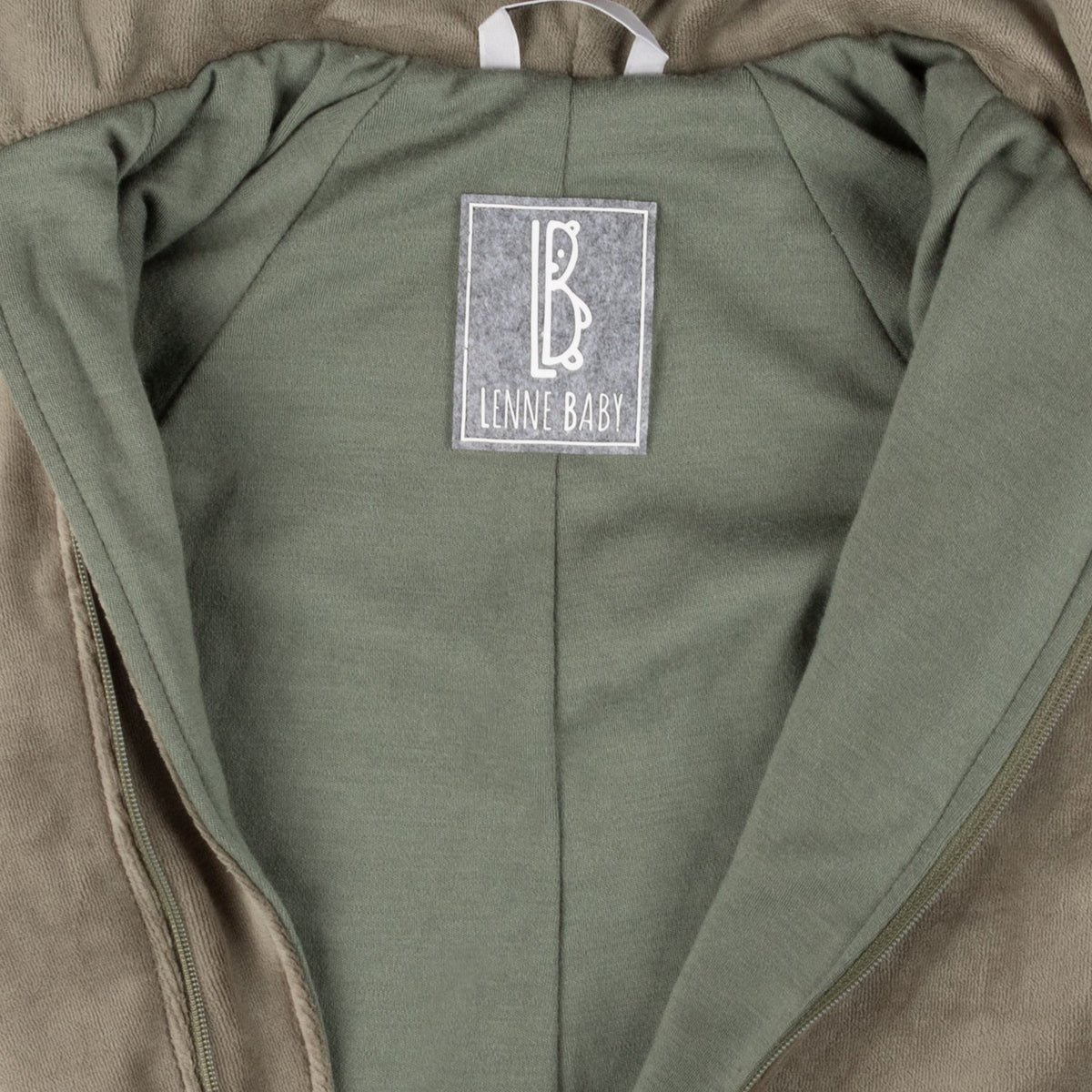 Khaki Green Velvet Baby Overall with Merino Wool Lining