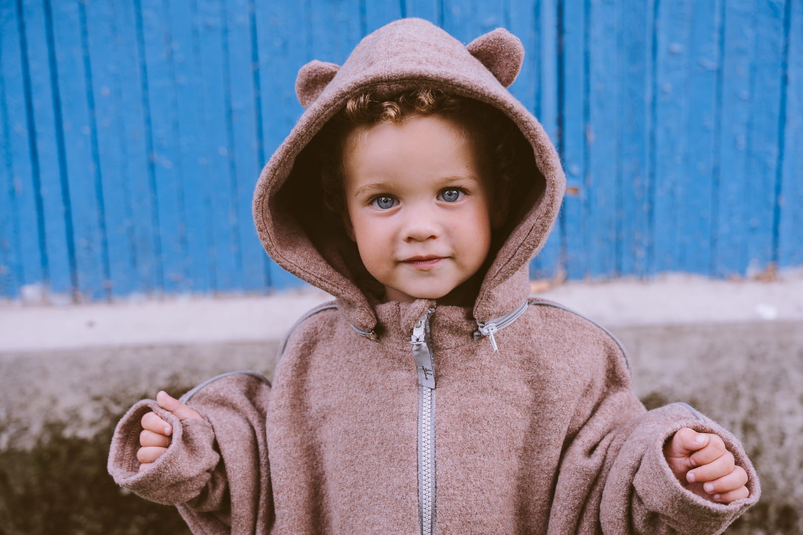 Merino Wool Car Poncho For Kids - Bear