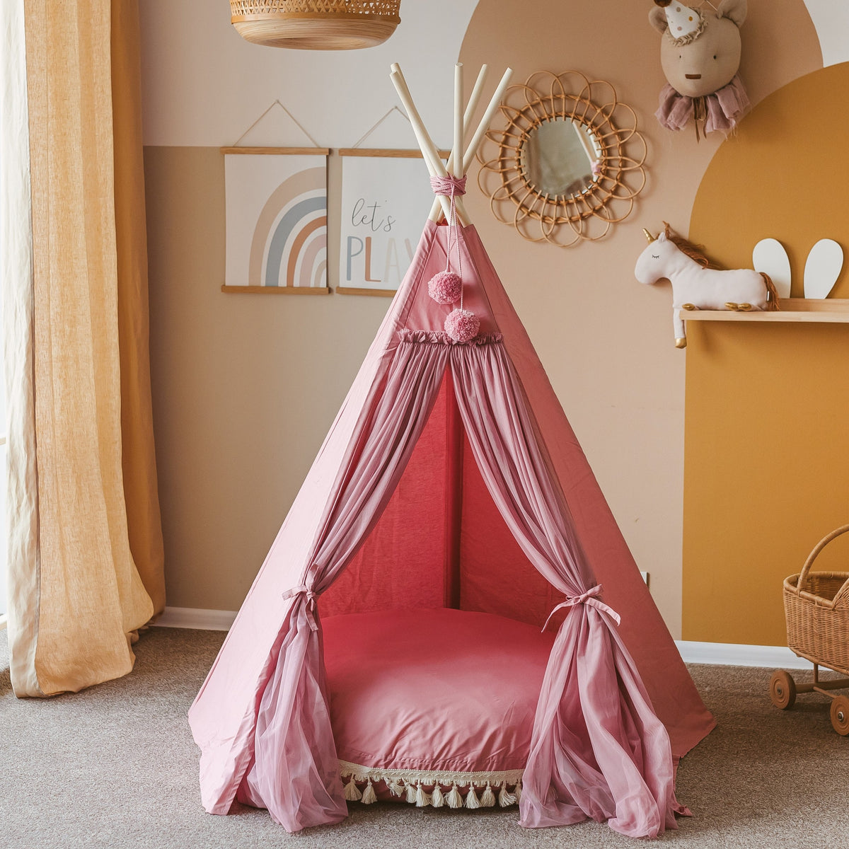 Fairy Kids Play Tent with Tulle – Rose