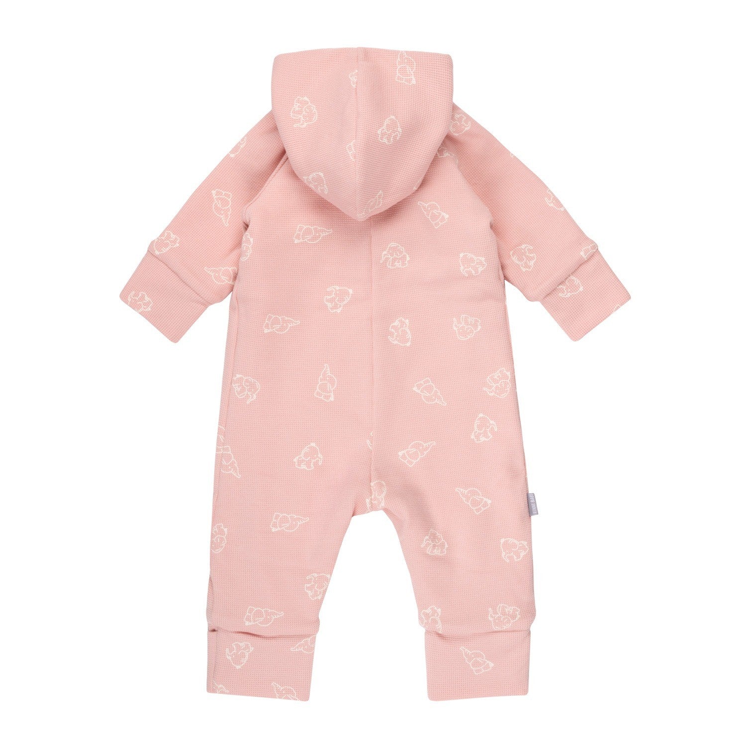 Pink Cotton Fleece Baby Romper with Hood